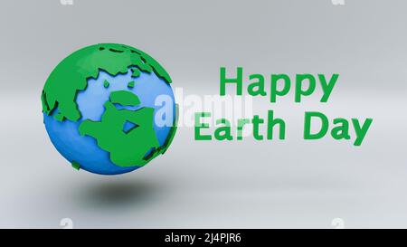 Earth Day. Polygonal globe Earth icon. World globe illustration with a green polygonal geometric map of the land Stock Photo
