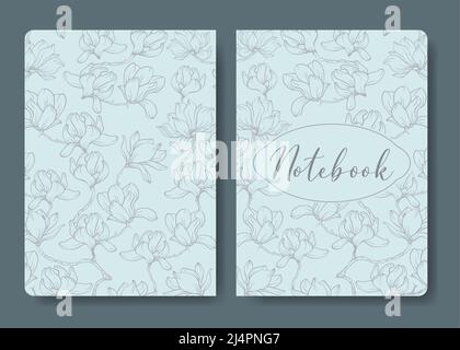 Cover design with magnolia for notebook, book Stock Vector