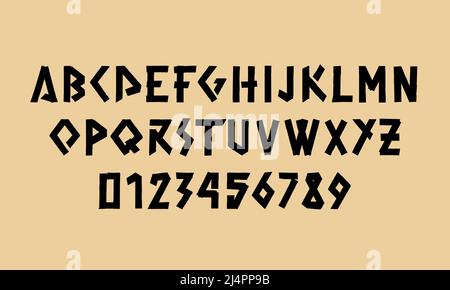 Modern font stylized as duct tape, grunge punk effect for poster design. Alphabet characters and numbers. Stock Vector