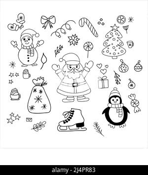 Set of cute Christmas doodles. Vector illustration Stock Vector