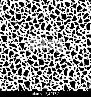 Black and White Terrazzo Vector Seamless Pattern Stock Vector