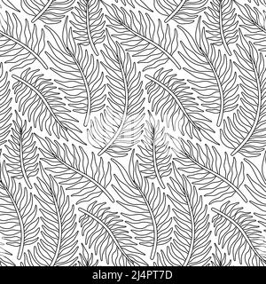 Black and White Nature Vector Seamless Pattern Stock Vector