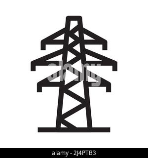 Electricity network station icon in outline style on white background Stock Vector