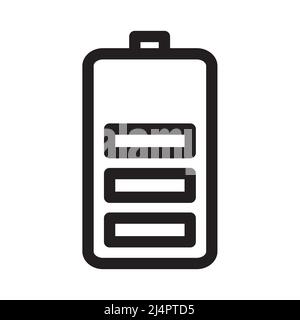Half charged battery icon in outline style on white background Stock Vector