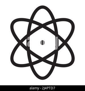 Atom icon in outline style on white background Stock Vector