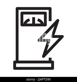 Electric car charging station icon in outline style on white background Stock Vector