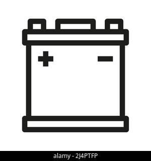 Car electric battery icon in outline style on white background Stock Vector