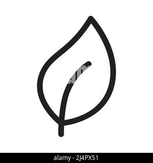 Ecology concept and leaf icon in outline style on white background Stock Vector