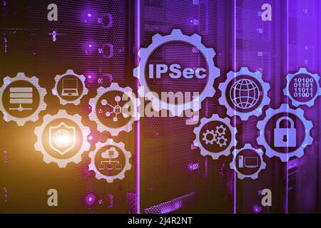 IP Security. Data Protection Protocols. IPSec. Internet and Protection Network concept. Stock Photo