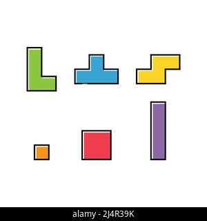Tetris block game shape set isolated vector illustration. 20691364