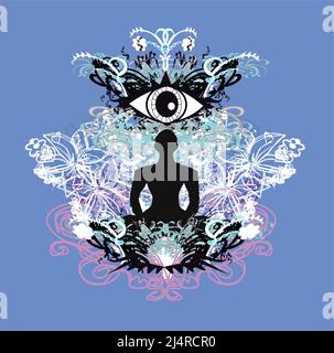 Man with third eye, psychic supernatural senses Stock Vector