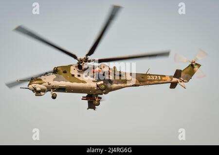 Gdynia, Poland - August 21, 2021: Mi 171 helicopter flight at the Aero Baltic show in Gdynia, Poland. Stock Photo