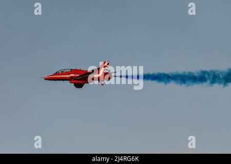 Gdynia, Poland - August 21, 2021: The Royal Air Force Aerobatic Team of the United Kingdom at the Aero Baltic show in Gdynia, Poland. Stock Photo