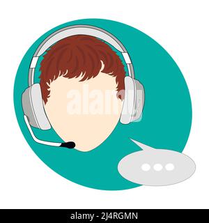 Call center operator, dialog box. flat icon. vector illustration Stock Vector