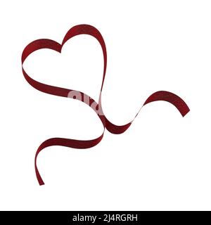 Photo of a red ribbon forming heart. Isolated on white & includes clipping path. Stock Photo