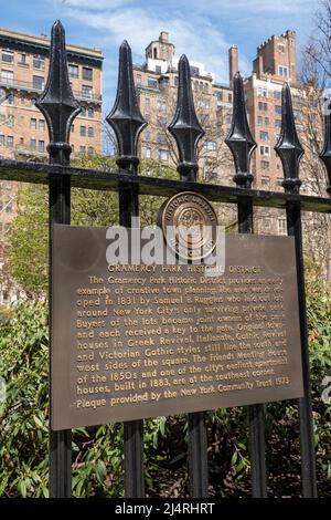 Gramercy Park Plaque, New York City, USA 2022 Stock Photo