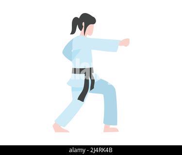 Girl Fighter with Solid Stance Illustration Vector Stock Vector