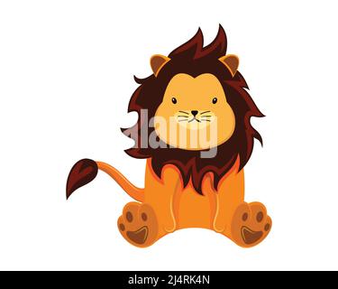 Cute and Sweet Lion Illustration with Cartoon Style Vector Stock Vector