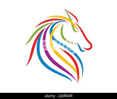 Colorful Horse Head Illustration with Silhouette Style Vector Stock Vector