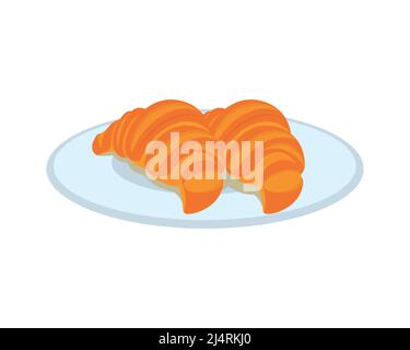 Detailed Croissants on the Plate Illustration Vector Stock Vector
