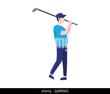 Golfer Swing His Iron Golf Illustration with Cartoon Style Vector Stock Vector