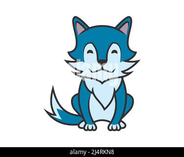 Cute and Sweet Wolf Illustration Stock Vector