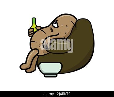 Couch Potato with Lazy Gesture Illustration Vector Stock Vector