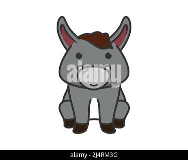 Cute and Sweet Donkey Illustration Vector Stock Vector