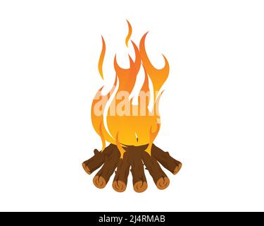 Burning Bonfire Illustration with Detailed Style Vector Stock Vector