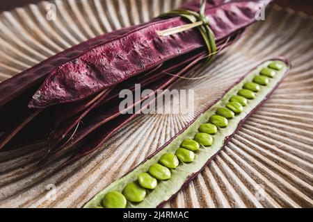 Bundle of Guaje seed pods in Oaxaca, Mexico. Stock Photo