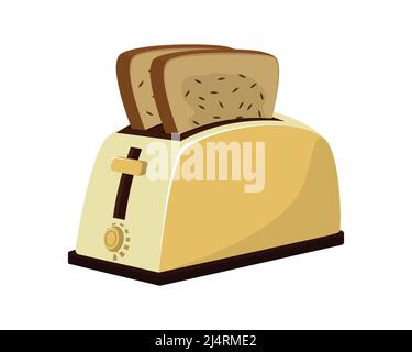 Detailed Toaster with Breads Illustration Vector Stock Vector