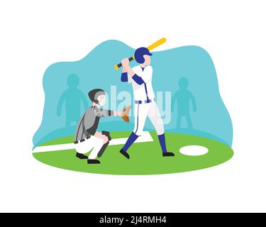 Baseball Players or Baseball Athletes Playing Together Illustration Vector Stock Vector