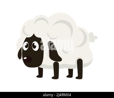 Cute and Sweet Sheep with Cartoon Style Vector Stock Vector