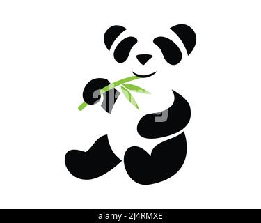 Panda Eating Bamboo Symbol Illustration Vector Stock Vector
