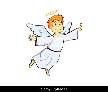 Cute Flying Angel Illustration with Cartoon Style Vector Stock Vector
