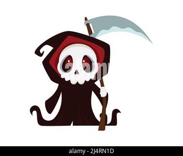 Cute and Sweet Grim Reaper with Cartoon Style Vector Stock Vector