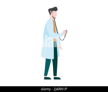 Doctor Checking Patient with His Stethoscope Illustration Vector Stock Vector