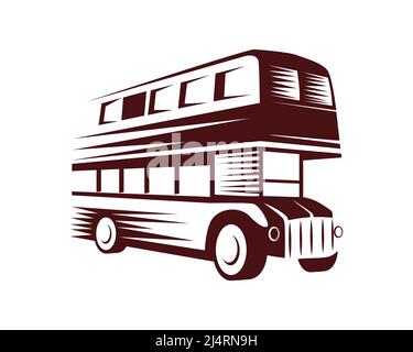 Double Decker Bus Illustration with Silhouette Style Vector Stock Vector