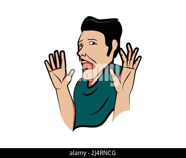 Scared and Frightened Man Illustration Vector Stock Vector