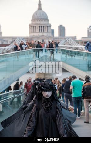 XR commits to taking over four bridges in London which include, Westminster, Lambeth, Waterloo & Blackfriars Bridge, and hold the front of Tate Modern Stock Photo