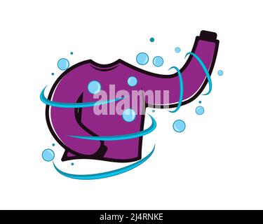 Laundry Symbol with Sweater combined with Bubbles and Water Illustration Vector Stock Vector