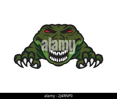 Detailed Scary Crocodile with Ready to Attack Gesture Illustration Vector Stock Vector