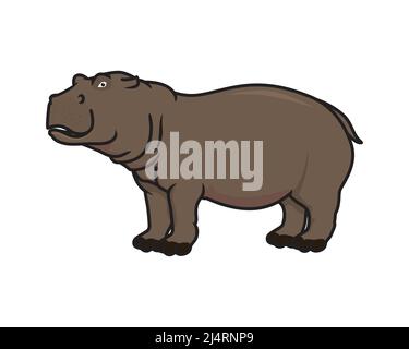Detailed Hippopotamus Illustration with Standing Gesture Vector Stock Vector