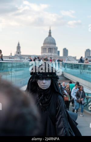 XR commits to taking over four bridges in London which include, Westminster, Lambeth, Waterloo & Blackfriars Bridge, and hold the front of Tate Modern Stock Photo