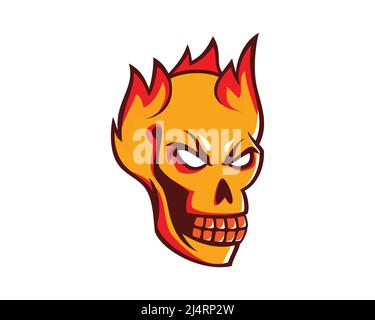 Skull on Fire Illustration Vector Stock Vector