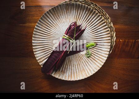 Bundle of Guaje seed pods in Oaxaca, Mexico. Stock Photo