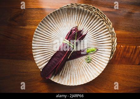 Bundle of Guaje seed pods in Oaxaca, Mexico. Stock Photo