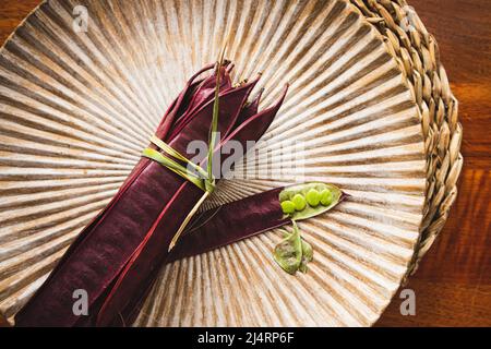 Bundle of Guaje seed pods in Oaxaca, Mexico. Stock Photo