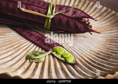 Bundle of Guaje seed pods in Oaxaca, Mexico. Stock Photo