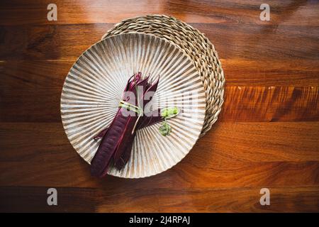 Bundle of Guaje seed pods in Oaxaca, Mexico. Stock Photo